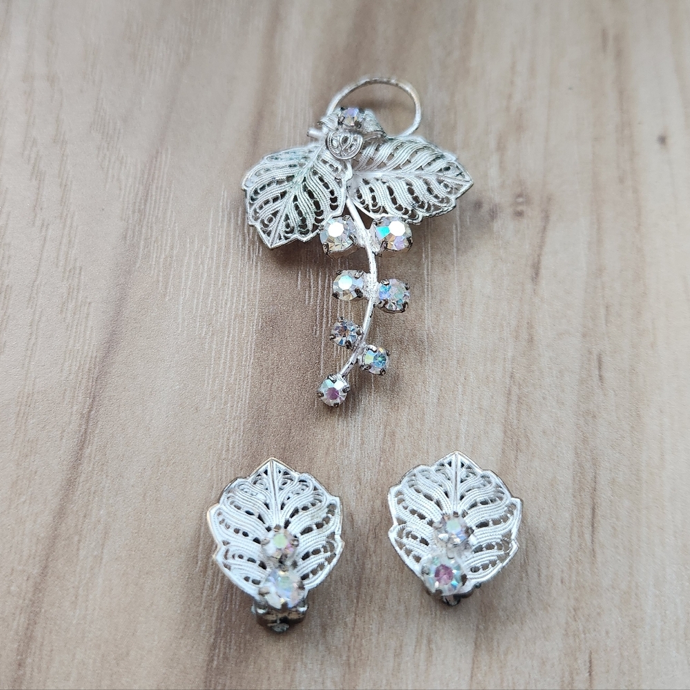 Vintage Silver Leaf Jewelry Set